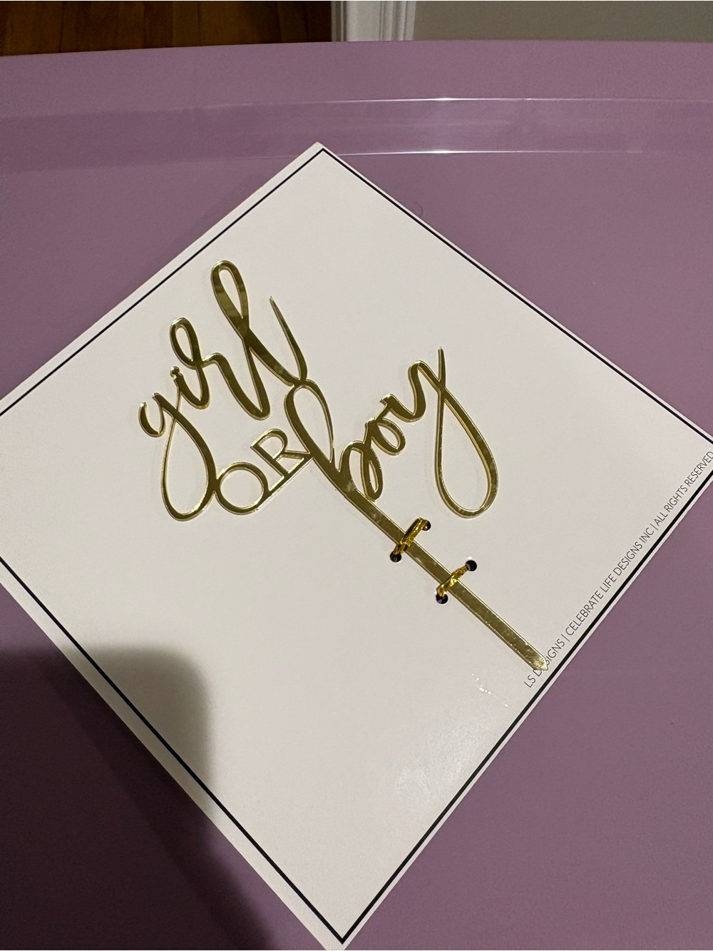 Gold 'Girl or Boy' Cake Topper